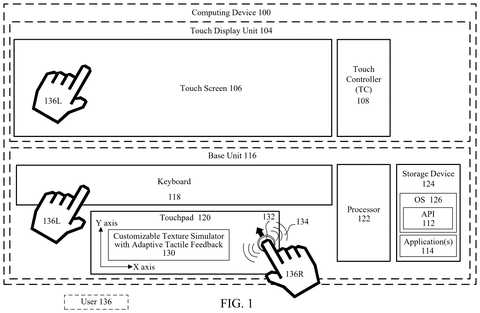 Computing device with tactile touchpad, drawing sheet 1 from US 2026/0252176 A1