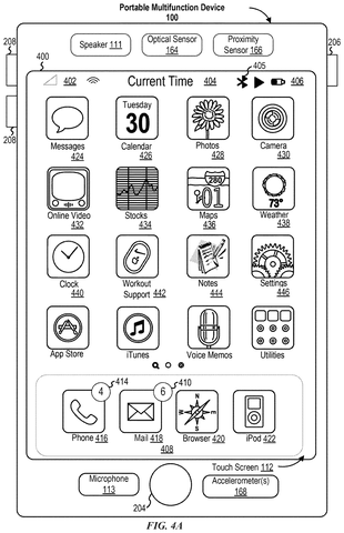 Smartphone home screen with application icons, drawing sheet 5 from US 2026/0252211 A1