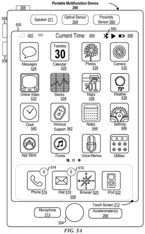 Smartphone home screen layout, drawing sheet 6 from US 2026/0252219 A1
