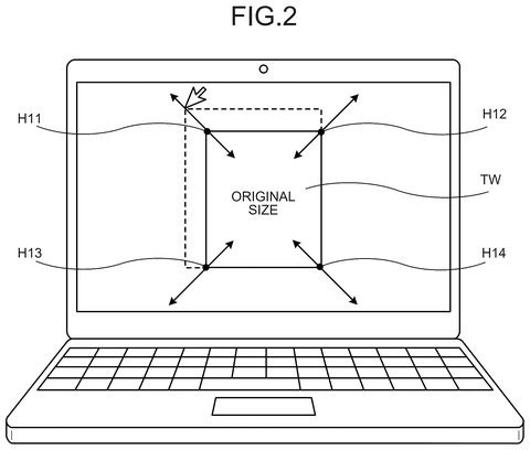 Window resizing on a laptop, drawing sheet 2 from US 2026/0252225 A1