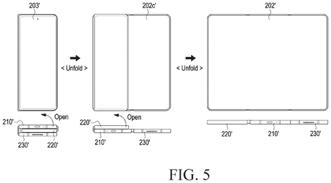 Three-panel phone unfolding process., drawing sheet 7 from US 2026/0252296 A1