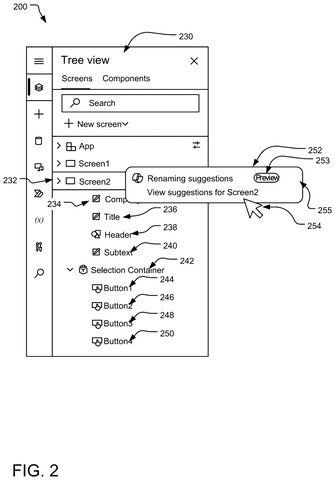 Context menu with renaming suggestions, drawing sheet 2 from US 2026/0252314 A1