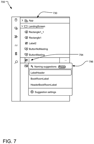 Dropdown list of naming suggestions, drawing sheet 7 from US 2026/0252314 A1