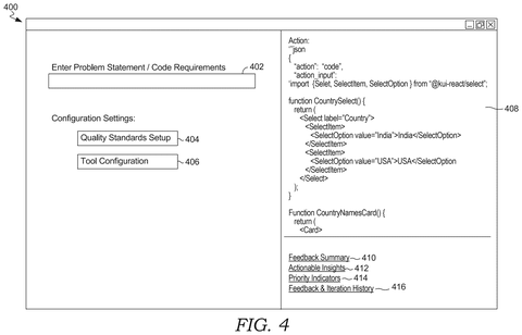 Graphical interface for code generation, drawing sheet 4 from US 2026/0252317 A1
