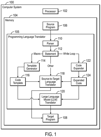 System architecture for code translation, drawing sheet 1 from US 2026/0252330 A1