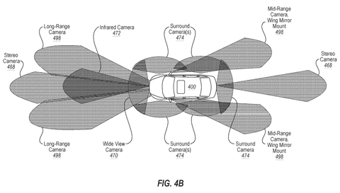 Overhead view of camera coverage fields, drawing sheet 5 from US 2026/0252449 A1