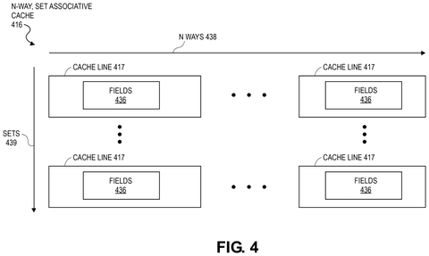 Set-associative cache layout, drawing sheet 4 from US 2026/0252498 A1
