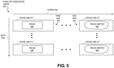 Cache line with omitted fields, drawing sheet 5 from US 2026/0252498 A1