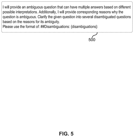 Prompt template for question clarification, drawing sheet 5 from US 2026/0252597 A1