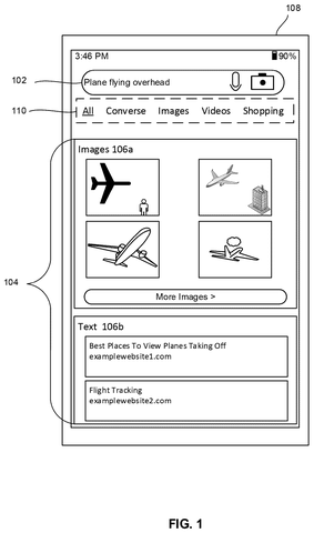 Mobile search results screen, drawing sheet 1 from US 2026/0252621 A1