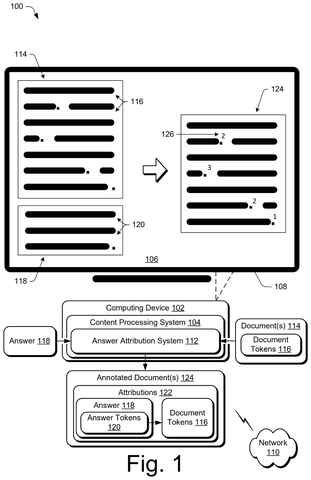 System overview of document attribution, drawing sheet 1 from US 2026/0252791 A1