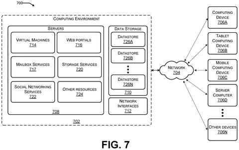 Distributed server network environment architecture, drawing sheet 8 from US 2026/0252818 A1