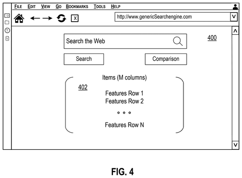 Web browser search interface, drawing sheet 4 from US 2026/0253118 A1