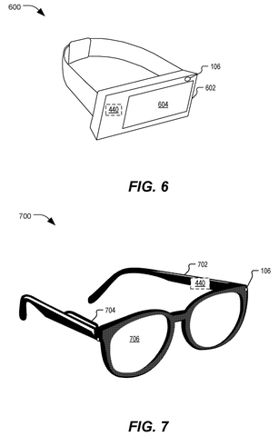 Smart glasses with integrated camera, drawing sheet 7 from US 2026/0253255 A1