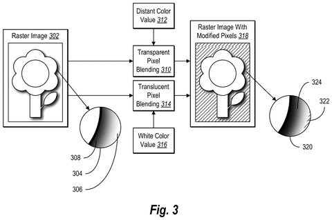 Adobe Patents Technology to Turn Transparent Images Into Infinitely Resizable Files patent drawing, sheet 3