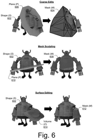 3D mesh editing techniques, drawing sheet 6 from US 2026/0253350 A1