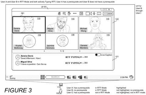 Active typing participant highlight, drawing sheet 8 from US 2026/0254782 A1
