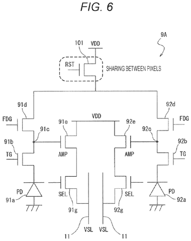 Pixel schematic with separate selectors, drawing sheet 6 from US 2026/0255081 A1