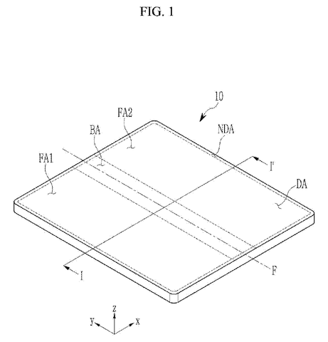 Unfolded flexible display device, drawing sheet 1 from US 2026/0255506 A1