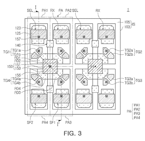 Top view of pixel layout, drawing sheet 3 from US 2026/0255713 A1