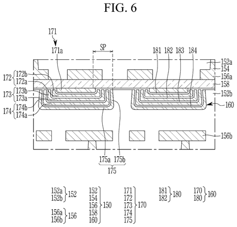 Detailed cross-section of capacitor layers, drawing sheet 6 from US 2026/0255715 A1