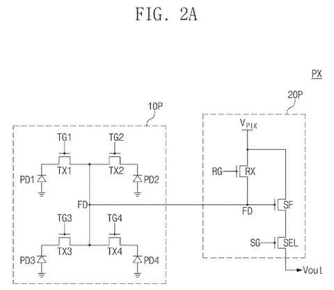 Four-pixel sensor circuit, drawing sheet 2 from US 2026/0255716 A1