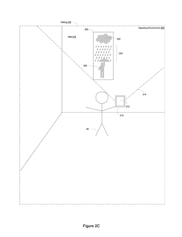 Person viewing virtual rain scene., drawing sheet 4 from US 2026/0259602 A1