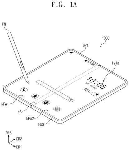 Foldable display device with stylus., drawing sheet 1 from US 2026/0259628 A1