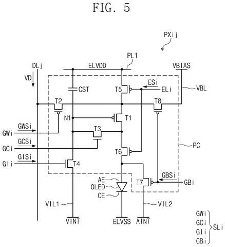 Pixel circuit diagram., drawing sheet 5 from US 2026/0259628 A1
