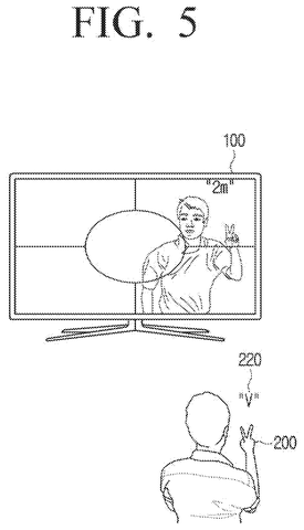 Person gestures at smart TV., drawing sheet 5 from US 2026/0259657 A1