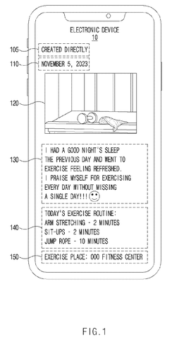 Smartphone displaying a user's journal., drawing sheet 1 from US 2026/0260052 A1