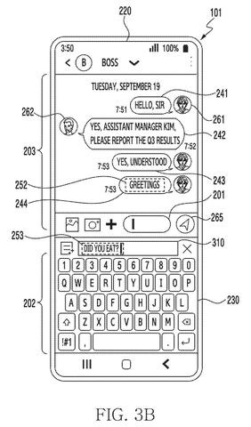 Smartphone messaging app with suggested question., drawing sheet 8 from US 2026/0260056 A1