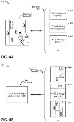 Driving scenarios with text descriptions., drawing sheet 4 from US 2026/0264700 A1