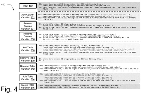 Examples of database schema variations., drawing sheet 4 from US 2026/0267853 A1