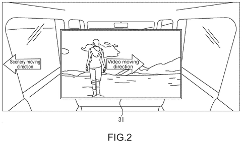 In-car video display with motion, drawing sheet 2 from US 2026/0268504 A1
