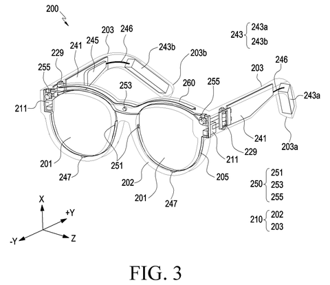 Augmented reality glasses with internal components., drawing sheet 3 from US 2026/0268616 A1