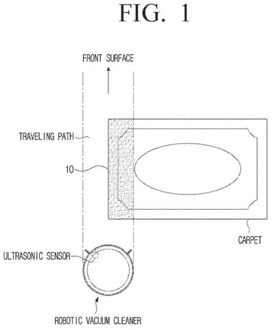 Robotic vacuum cleaner scanning carpet, drawing sheet 1 from US 2026/0272244 A1