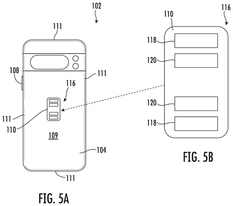 Smartphone with rear view of sensor., drawing sheet 5 from US 2026/0272323 A1