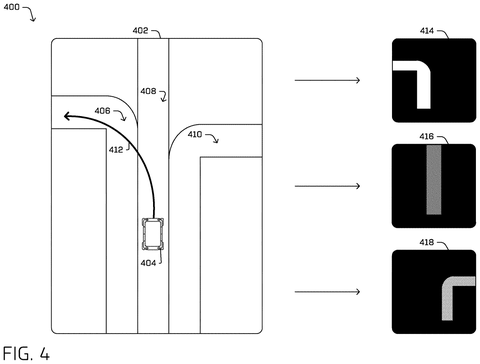 Vehicle path and individual colored lanes., drawing sheet 4 from US 2026/0274305 A1