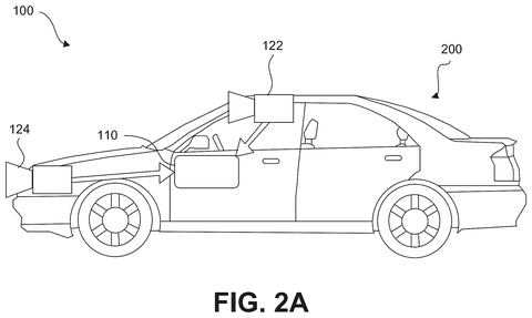 Side view of car with cameras., drawing sheet 2 from US 2026/0276397 A1