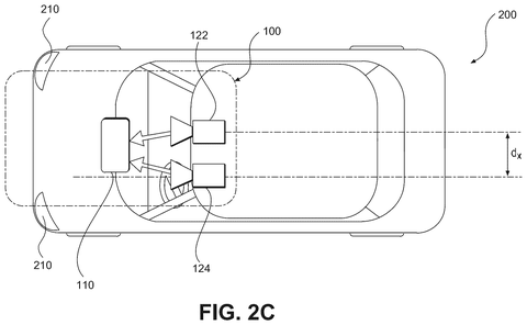 Top view of car with two front cameras., drawing sheet 4 from US 2026/0276397 A1