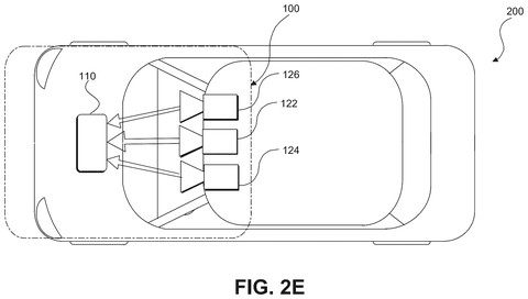 Top view of car with three rear cameras., drawing sheet 6 from US 2026/0276397 A1