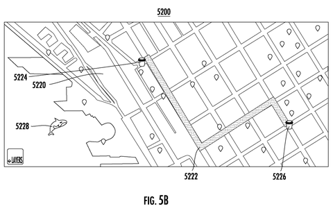 A customized map with a highlighted route., drawing sheet 8 from US 2026/0276401 A1