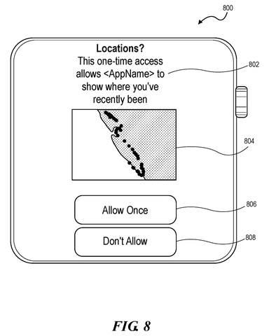 Location access permission prompt., drawing sheet 8 from US 2026/0276777 A1