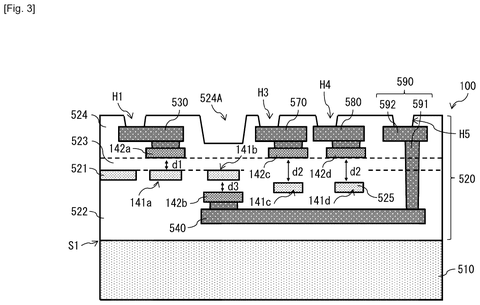 Cross-section of a light-routing chip with heaters., drawing sheet 3 from US 2026/0276814 A1