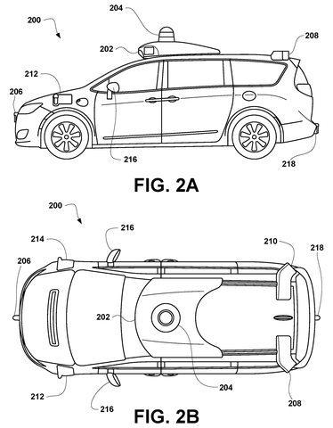 Side and top views of autonomous vehicle., drawing sheet 2 from US 2026/0276831 A1