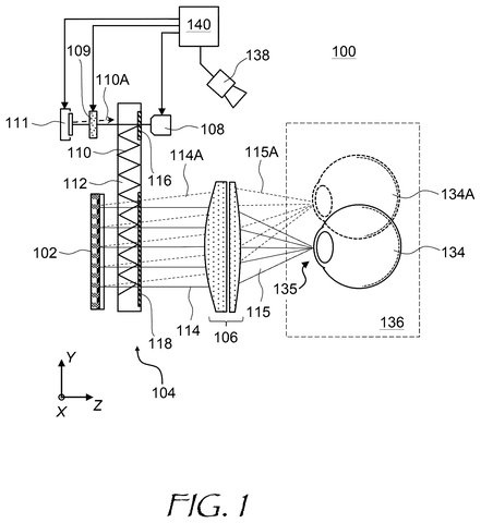 Display system adjusts light beam., drawing sheet 1 from US 2026/0276984 A1