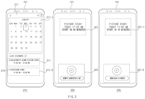 Smartphone calendar and alarm notification, drawing sheet 3 from US 2026/0277167 A1