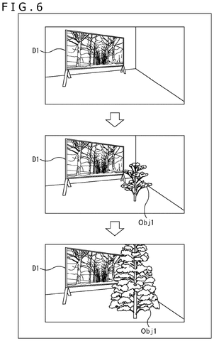 Virtual tree growing next to display., drawing sheet 6 from US 2026/0277303 A1