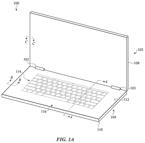 Laptop with sensing top case, drawing sheet 1 from US 2026/0277330 A1